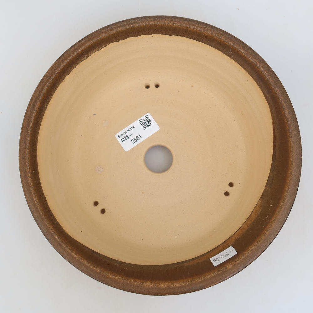 Ceramic bonsai pot, 24 x 24 x 6.5 cm, brown