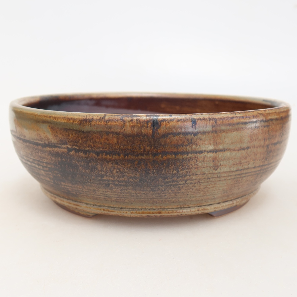 Ceramic bonsai pot, 17 x 17 x 6 cm, brown
