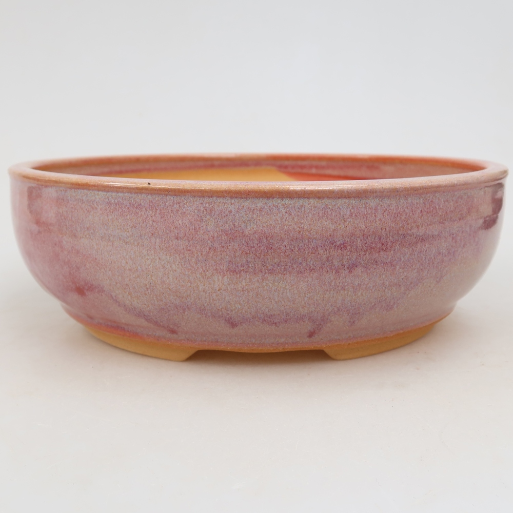 Ceramic bonsai pot, 21.5 x 21.5 x 6.5 cm, pink