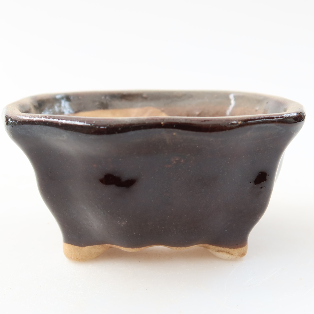 Ceramic bonsai bowl 7,5 x 7 x 3,5 cm, brown