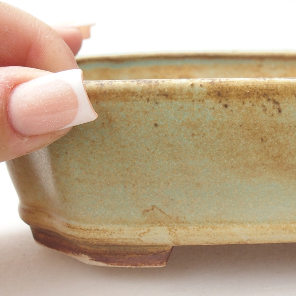 Ceramic bonsai bowl 14 x 12 x 4,5 cm, green