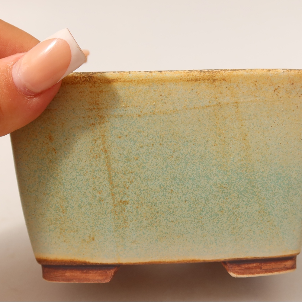 Ceramic bonsai pot, 10.5 x 10.5 x 7 cm, green