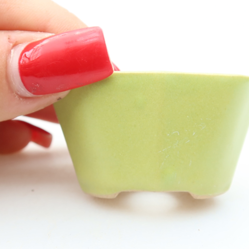 Ceramic bonsai pot, 4.5 x 3 x 2.5 cm, green
