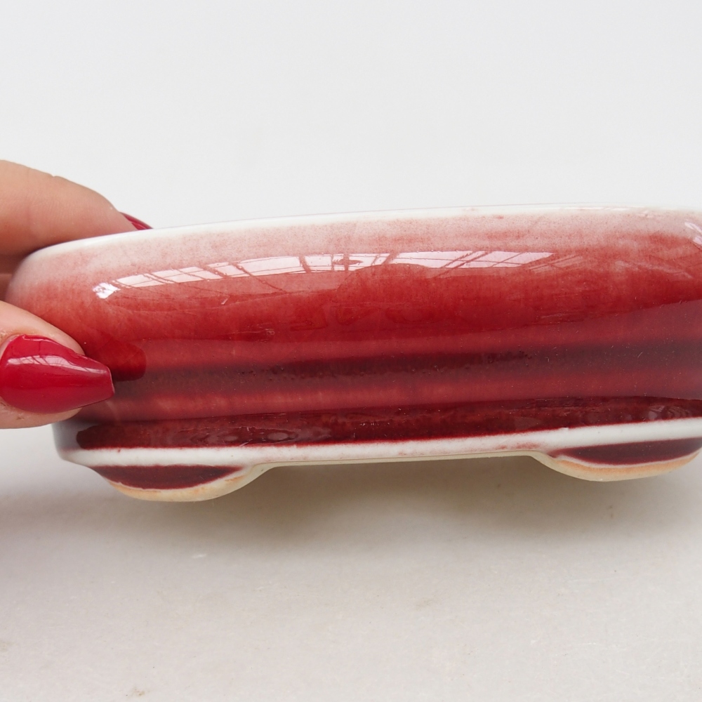 Ceramic bonsai bowl 13 x 8,5 x 4 cm, colour red