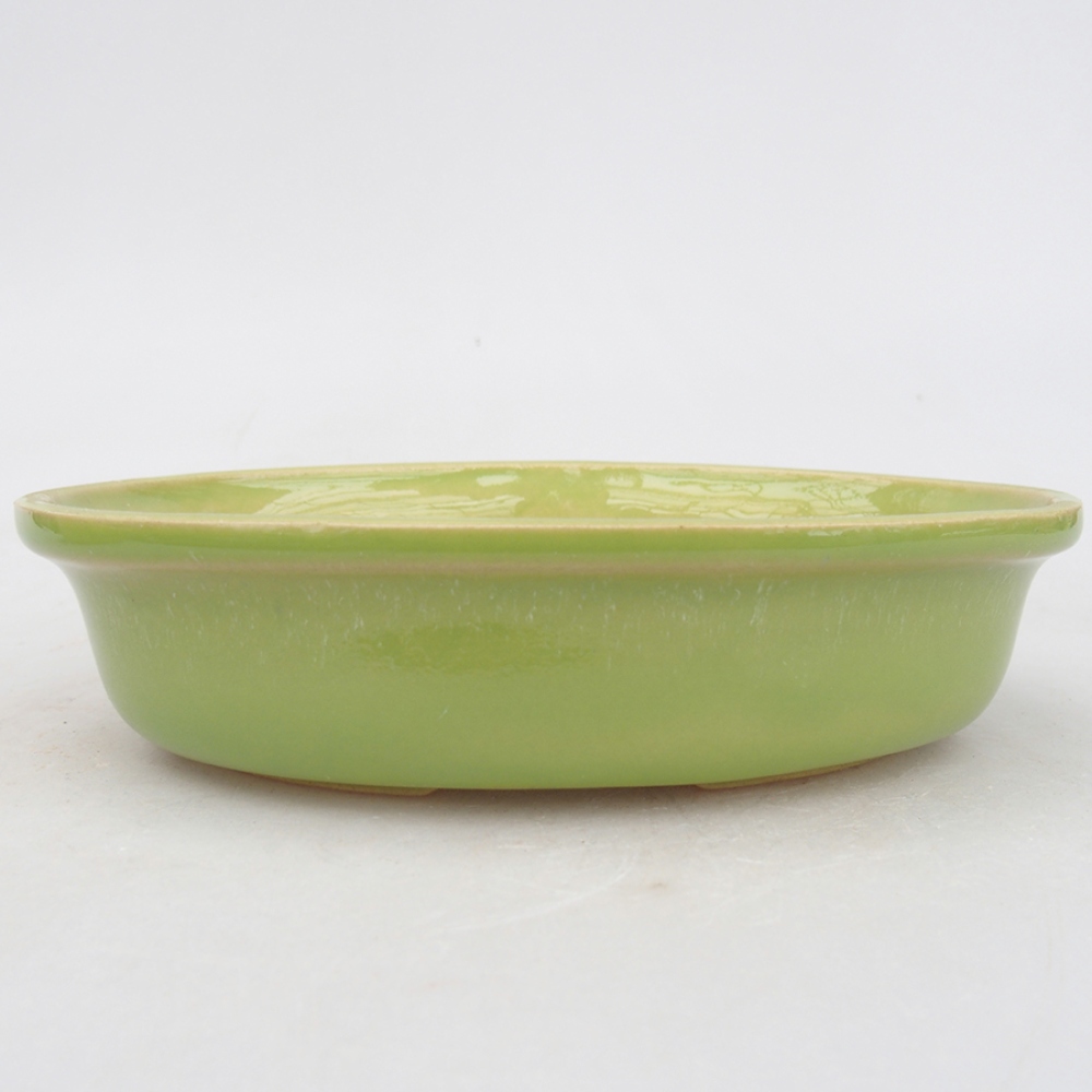 Ceramic bonsai bowl 15 x 11 x 3,5 cm, colour green