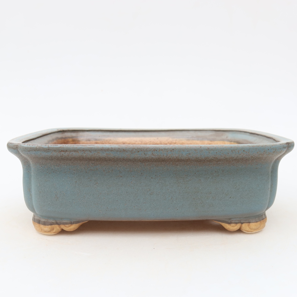 Ceramic bonsai pot, 20 x 17.5 x 6 cm, blue