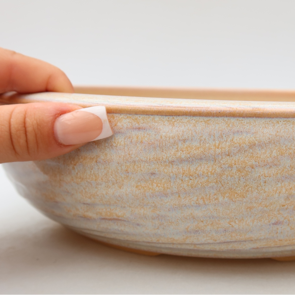Ceramic bonsai bowl 26,5 x 26,5 x 7,5 cm, colour beige