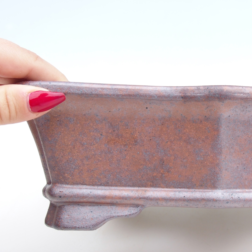 Ceramic bonsai bowl 27,5 x 19 x 8 cm, metal colour