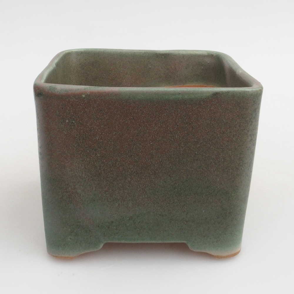 Ceramic bonsai bowl 10 x 10 x 8 cm, color green