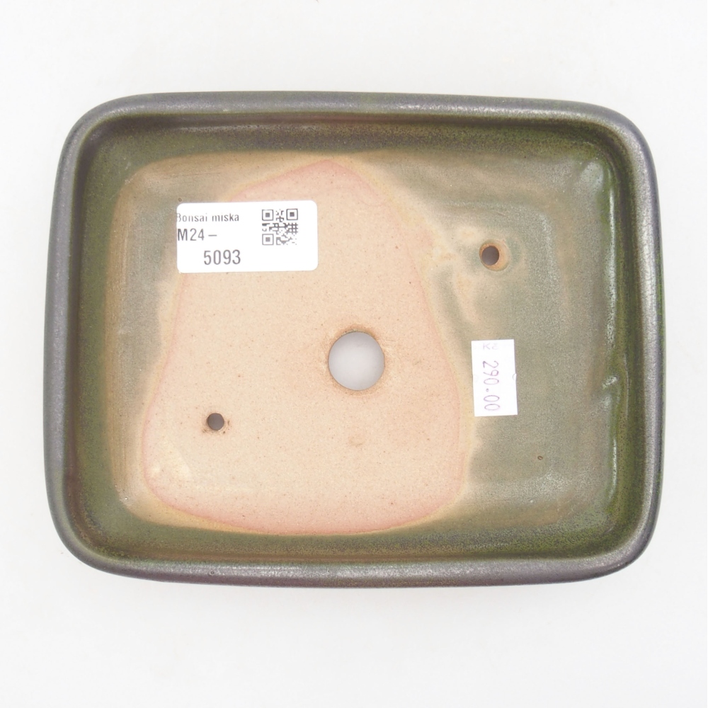 Ceramic bonsai bowl 17 x 14 x 3,5 cm, color green