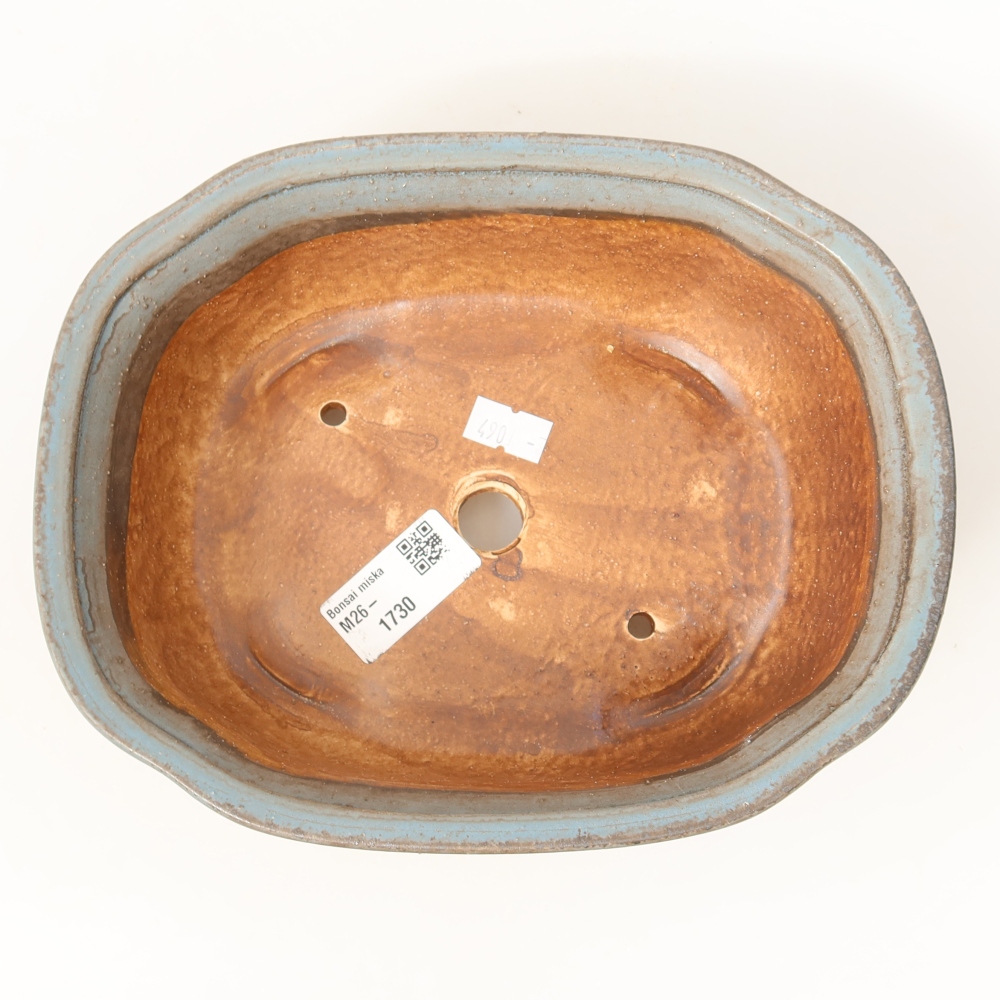 Ceramic bonsai pot, 20.5 x 16.5 x 7 cm, blue