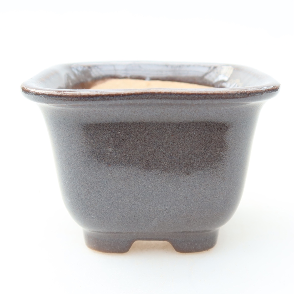 Ceramic bonsai pot, 6.5 x 6.5 x 5 cm, gray