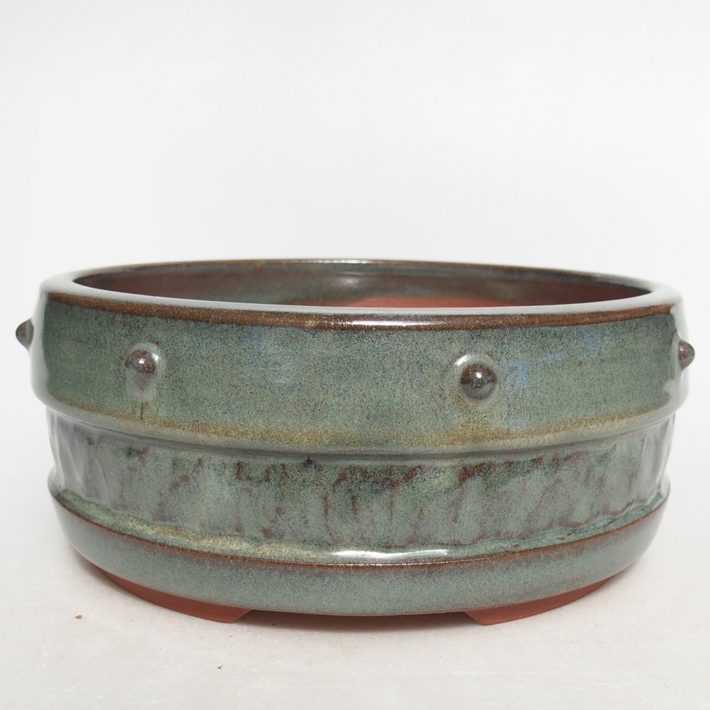 Ceramic bonsai bowl 16 x 16 x 6,5 cm, green