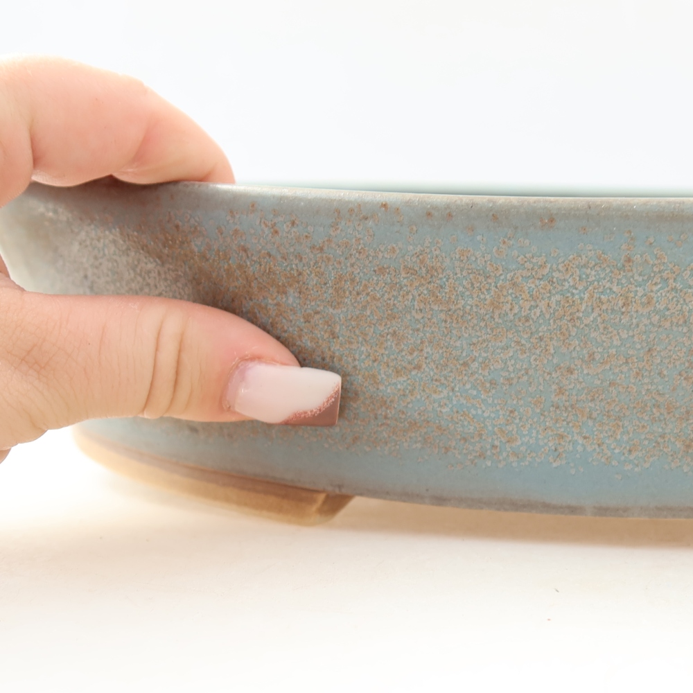 Ceramic bonsai pot, 32 x 27.5 x 6.5 cm, blue