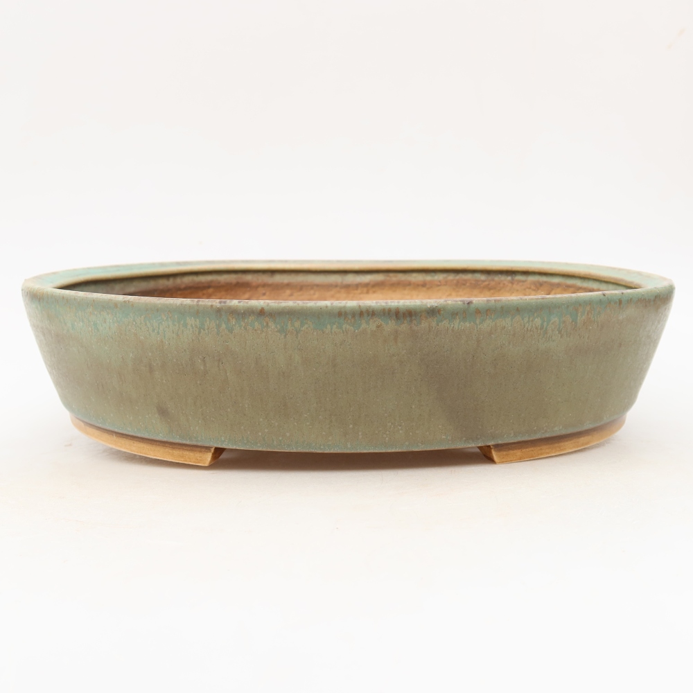 Ceramic bonsai pot, 27 x 24 x 5.5 cm, green