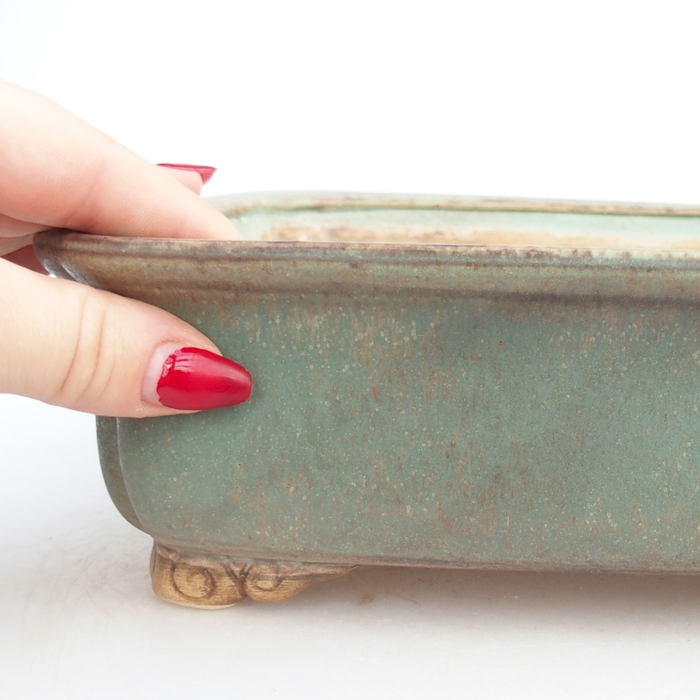 Ceramic bonsai bowl 25 x 20 x 7,5 cm, green