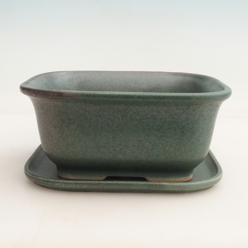 Bonsai bowl + saucer H36 - 17 x 15 x 7.5 cm. - green