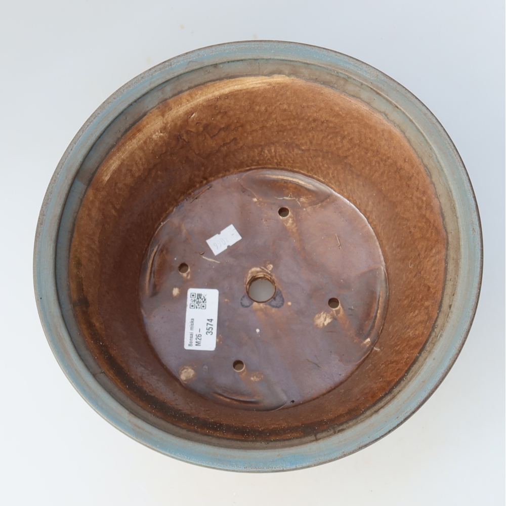 Ceramic bonsai pot, 24.5 x 24.5 x 11.5 cm, blue