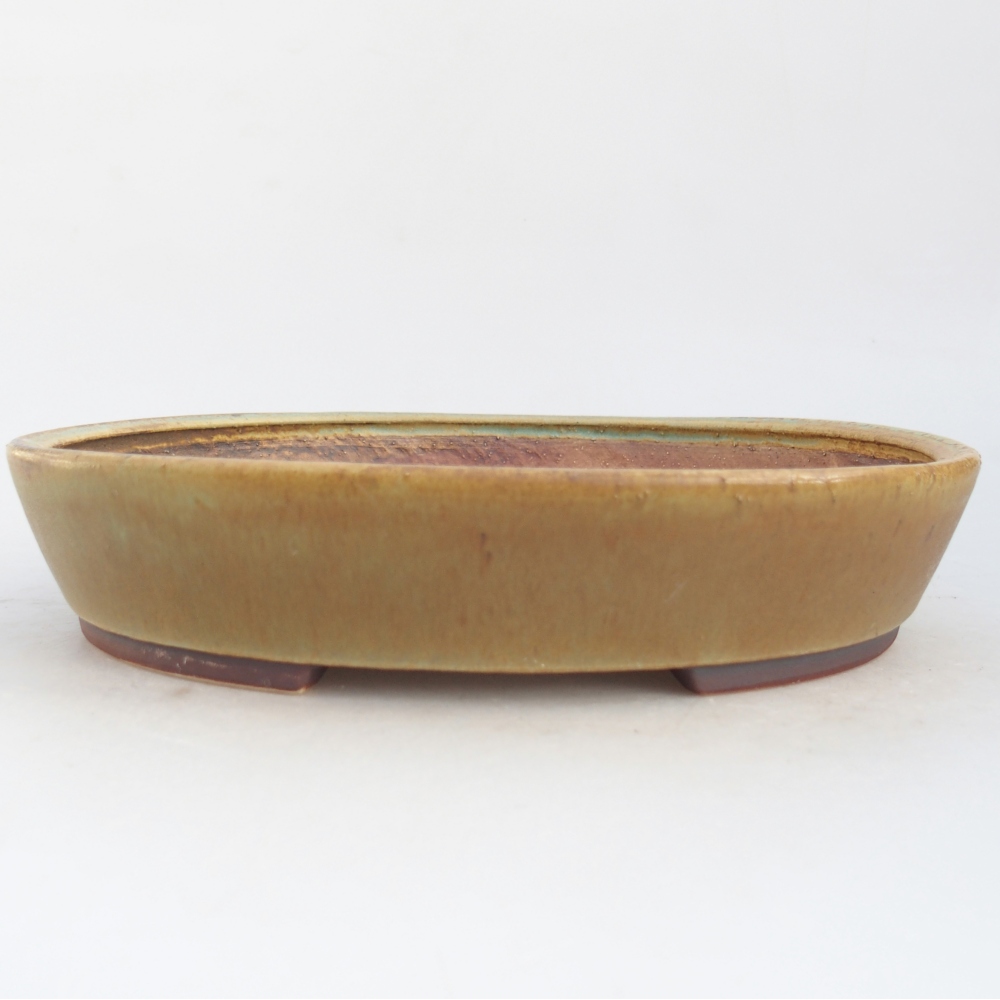 Ceramic bonsai bowl 23 x 20 x 4,5 cm, green