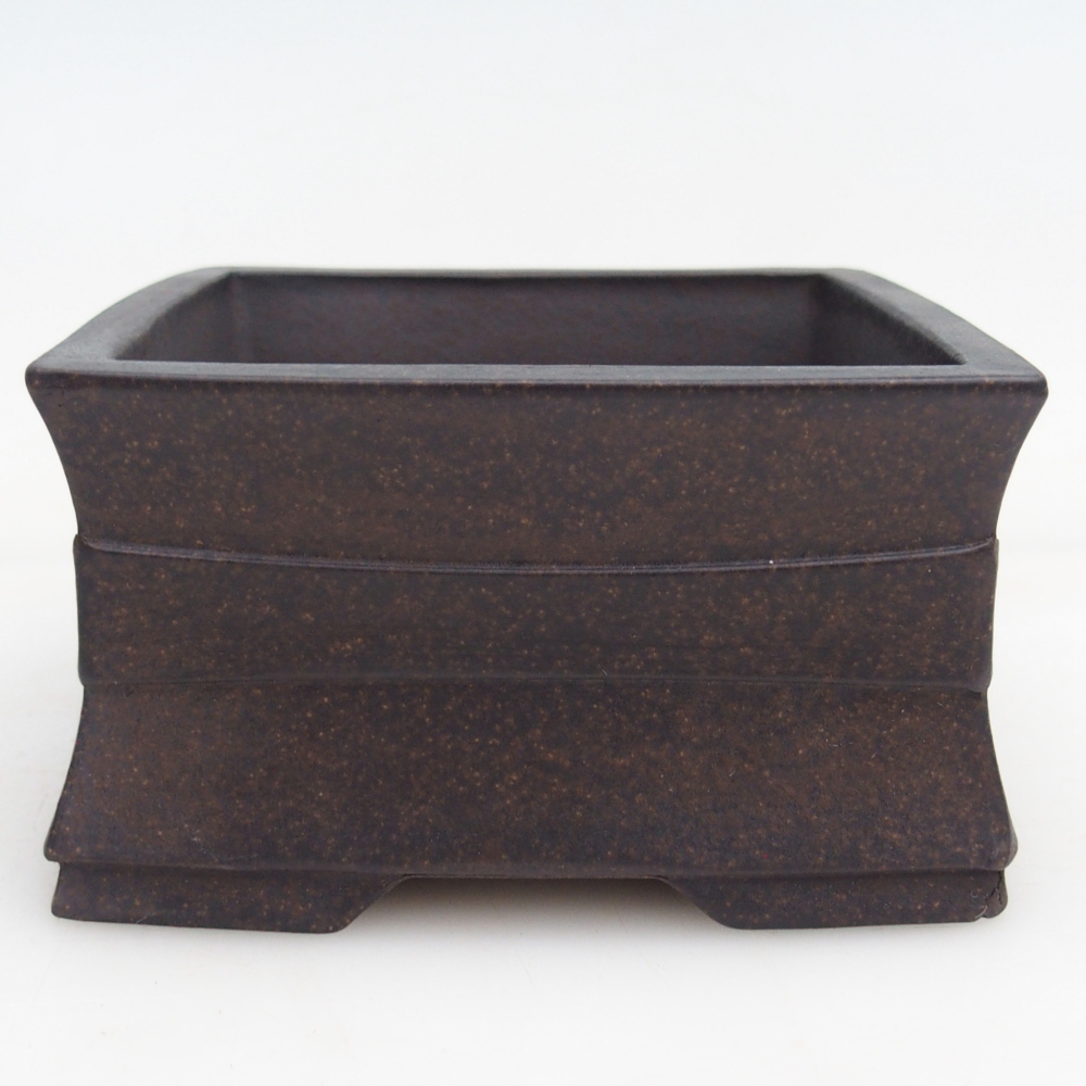 Ceramic bonsai bowl 12 x 12 x 6,5 cm, colour brownish ochre