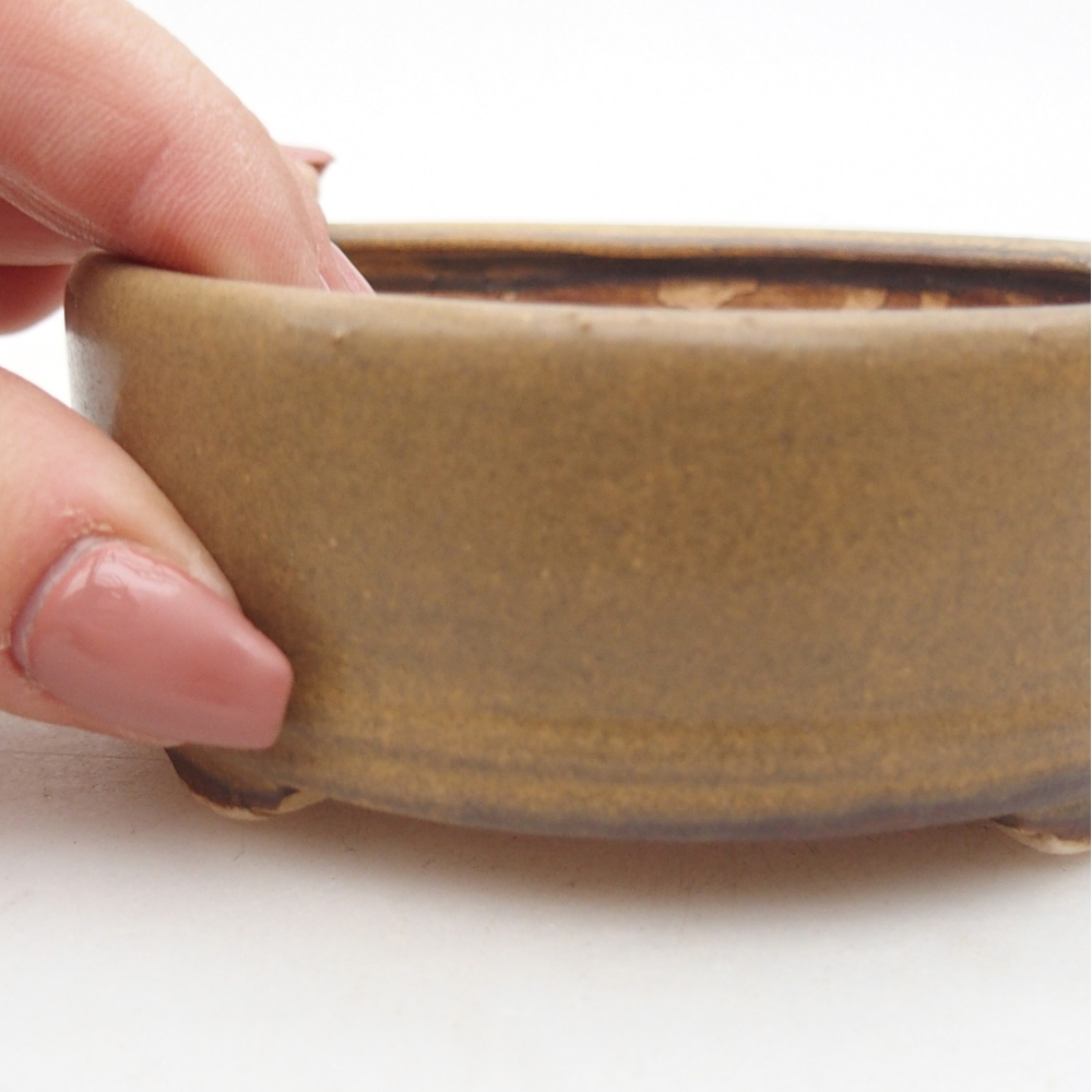 Ceramic bonsai bowl 9 x 9 x 3,5 cm, brown