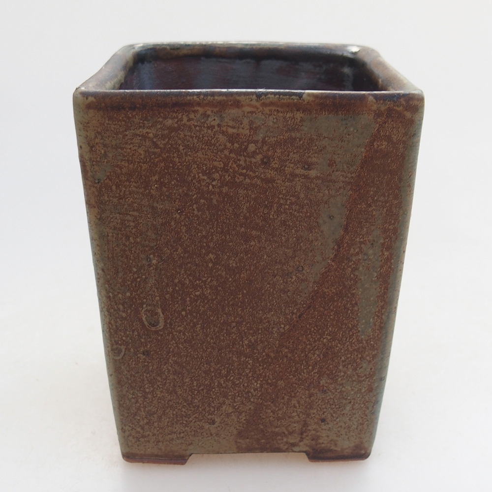 Ceramic bonsai bowl 7 x 7 x 9,5 cm, colour blue-brown