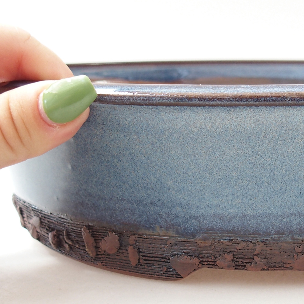 Ceramic bonsai bowl 26,5 x 26,5 x 7 cm, colour blue