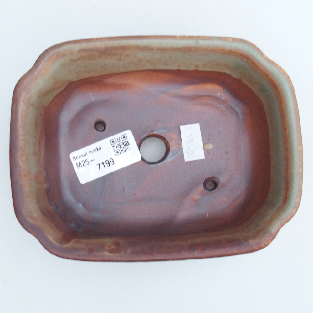 Ceramic bonsai bowl 16 x 12 x 5 cm, green
