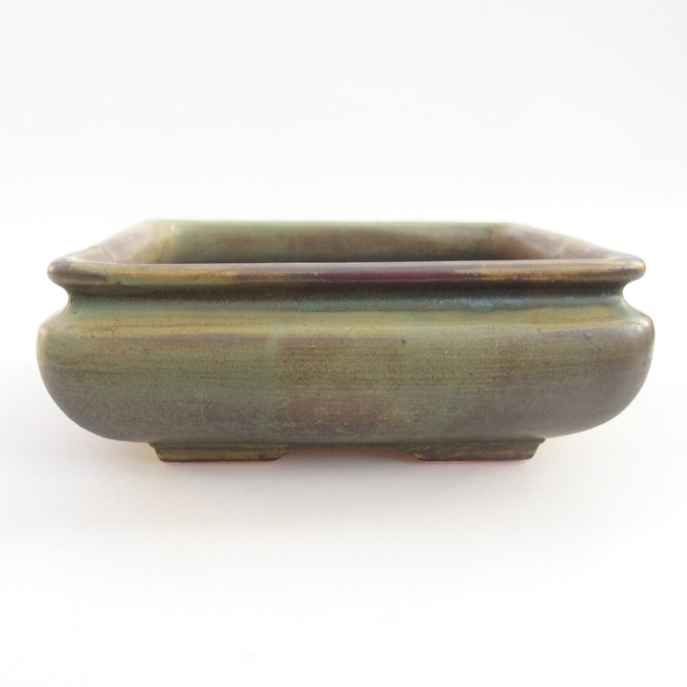 Ceramic bonsai bowl 15,5 x 15,5 x 6 cm, green