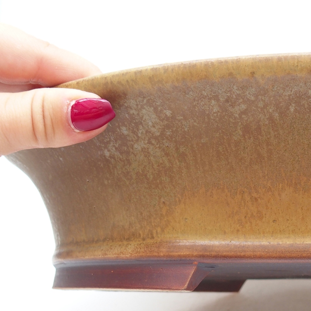 Ceramic bonsai bowl 32 x 29 x 7 cm, color green