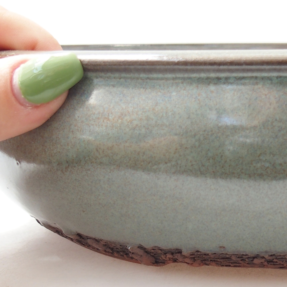 Ceramic bonsai bowl 25,5 x 25,5 x 7 cm, green