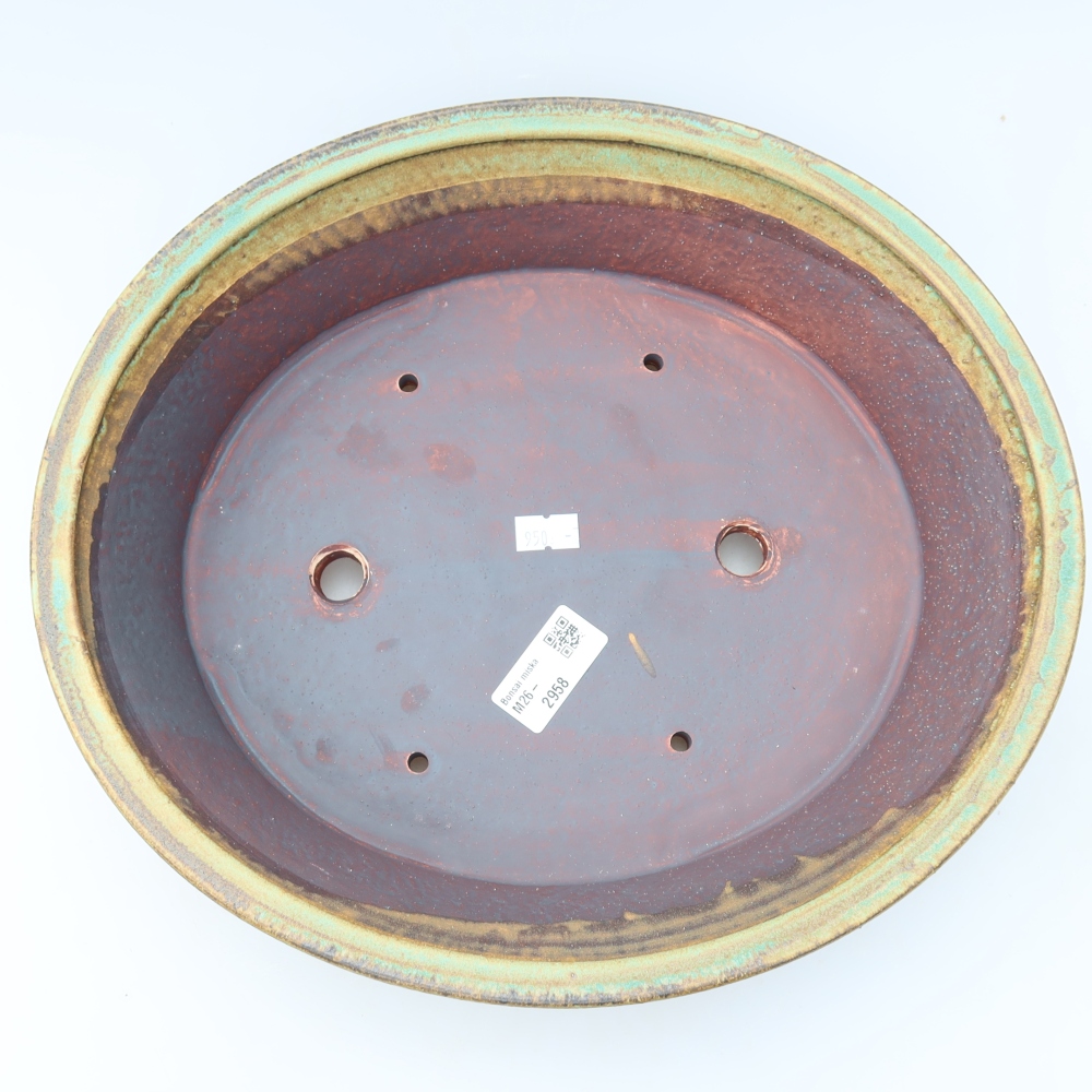 Ceramic bonsai bowl 26,5 x 24 x 5,5 cm, green