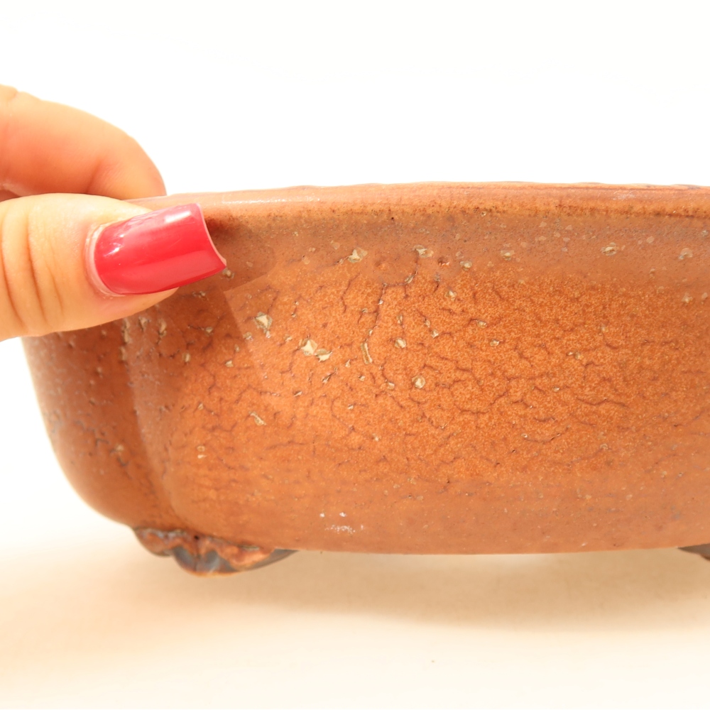 Ceramic bonsai pot, 18.5 x 16.5 x 6 cm, brown