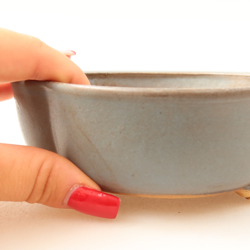 Ceramic bonsai pot, 13.5 x 12.5 x 5 cm, blue