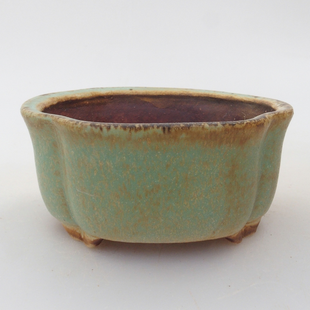 Ceramic bonsai bowl 7,5 x 7 x 3,5 cm, color green