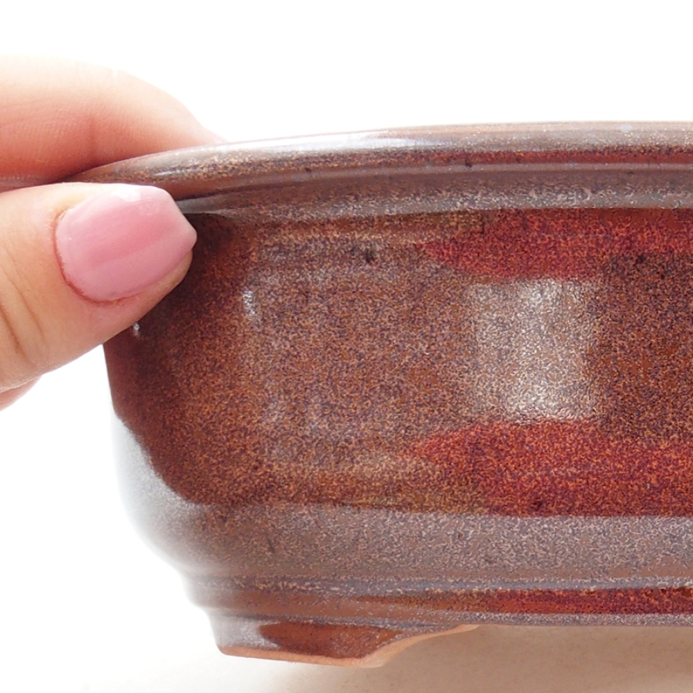 Ceramic bonsai bowl 18 x 14,5 x 6 cm, color brown