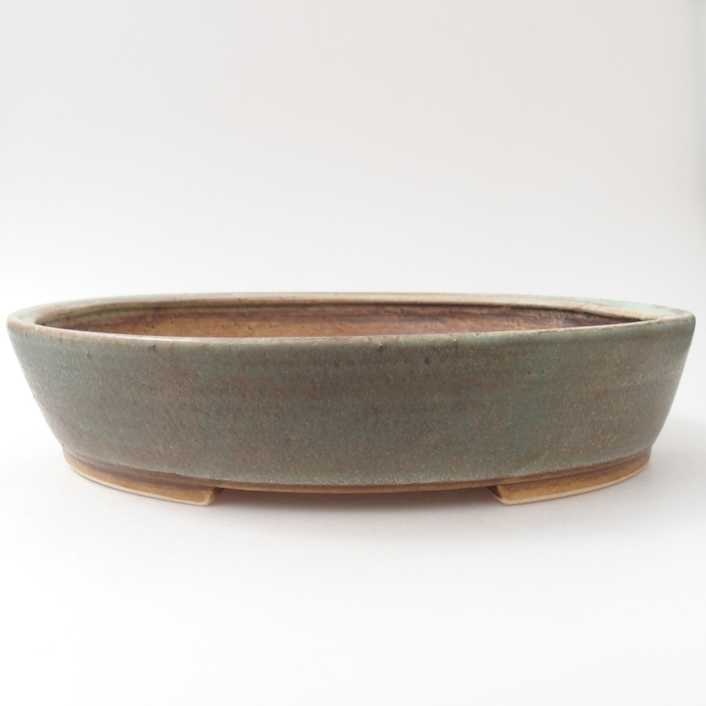 Ceramic bonsai bowl 28,5 x 25 x 6 cm, green