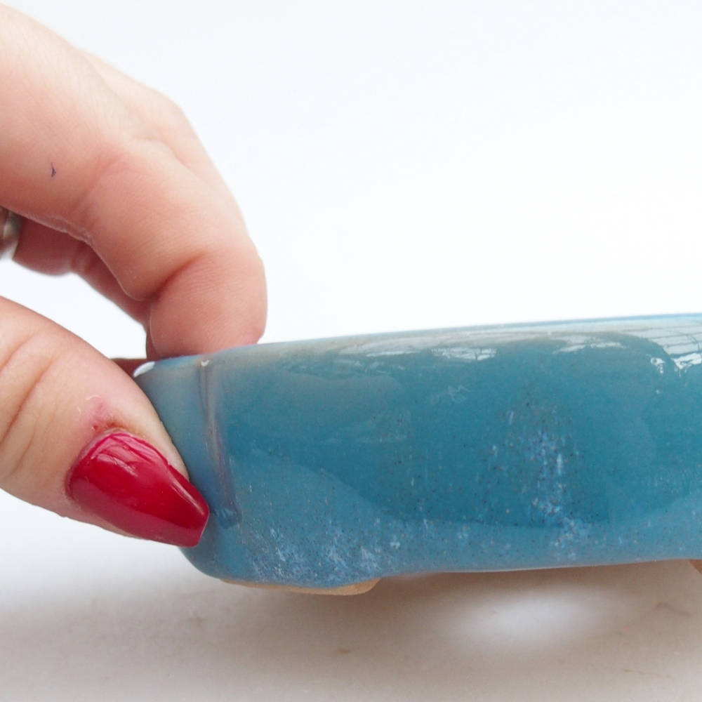 Ceramic bonsai bowl 11 x 11 x 3 cm, colour blue