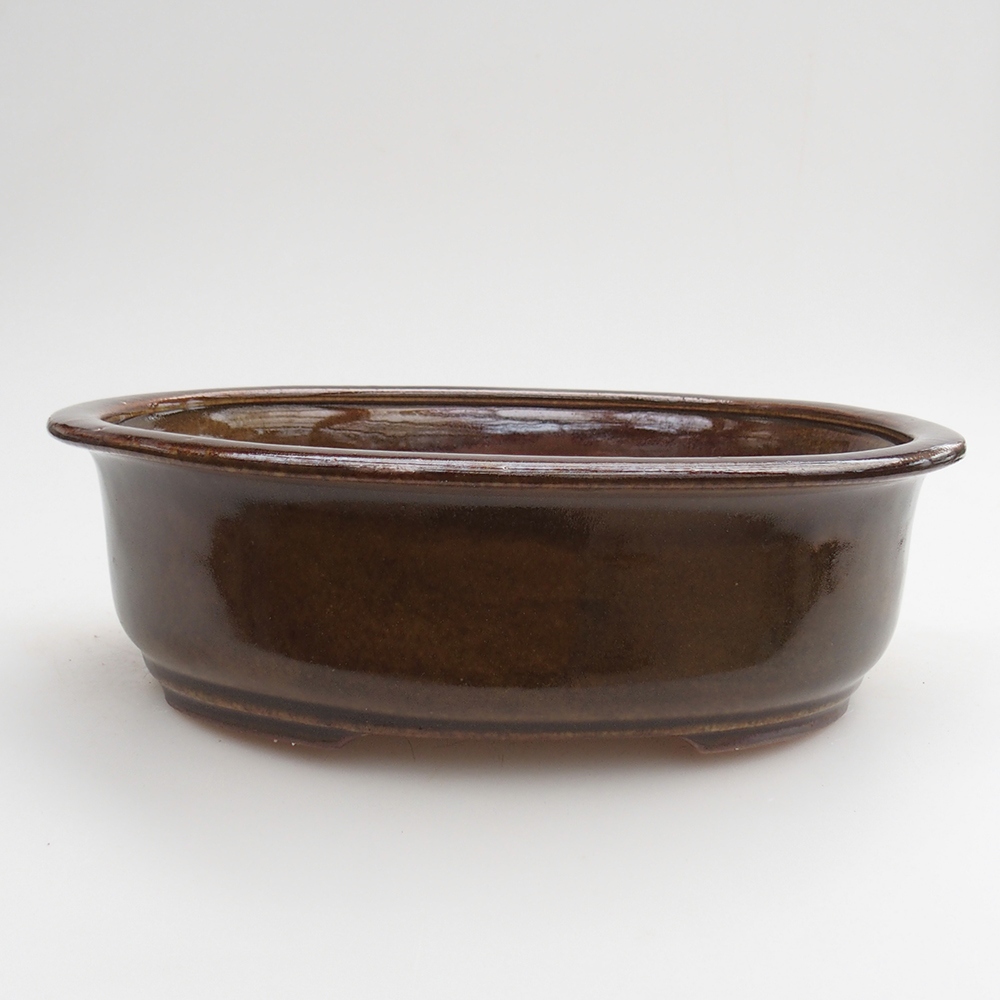 Ceramic bonsai bowl 23 x 19 x 7 cm, brown
