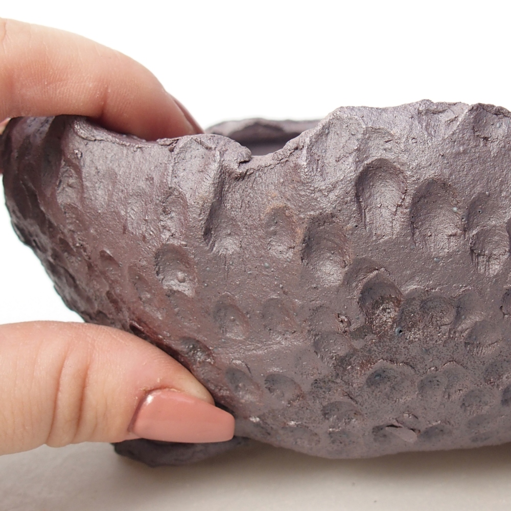 Ceramic bonsai bowl 17 x 17 x 7,5 cm, metal colour