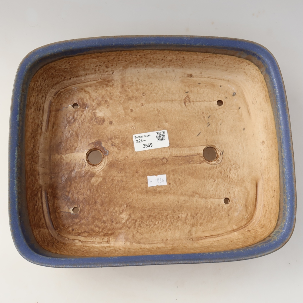 Ceramic bonsai bowl 29,5 x 24,5 x 7,5 cm, colour blue