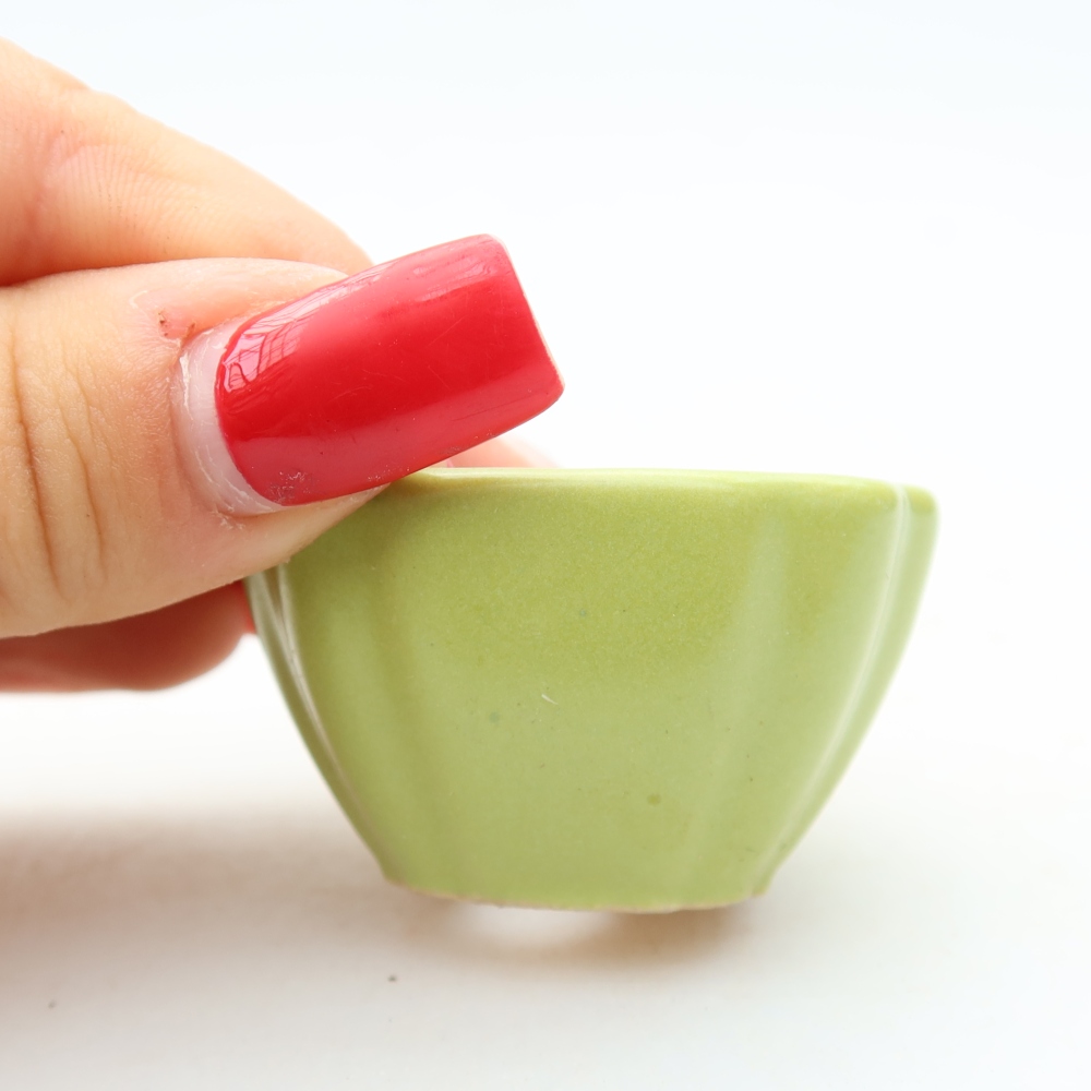 Ceramic bonsai pot, 4.5 x 4.5 x 2.5 cm, green