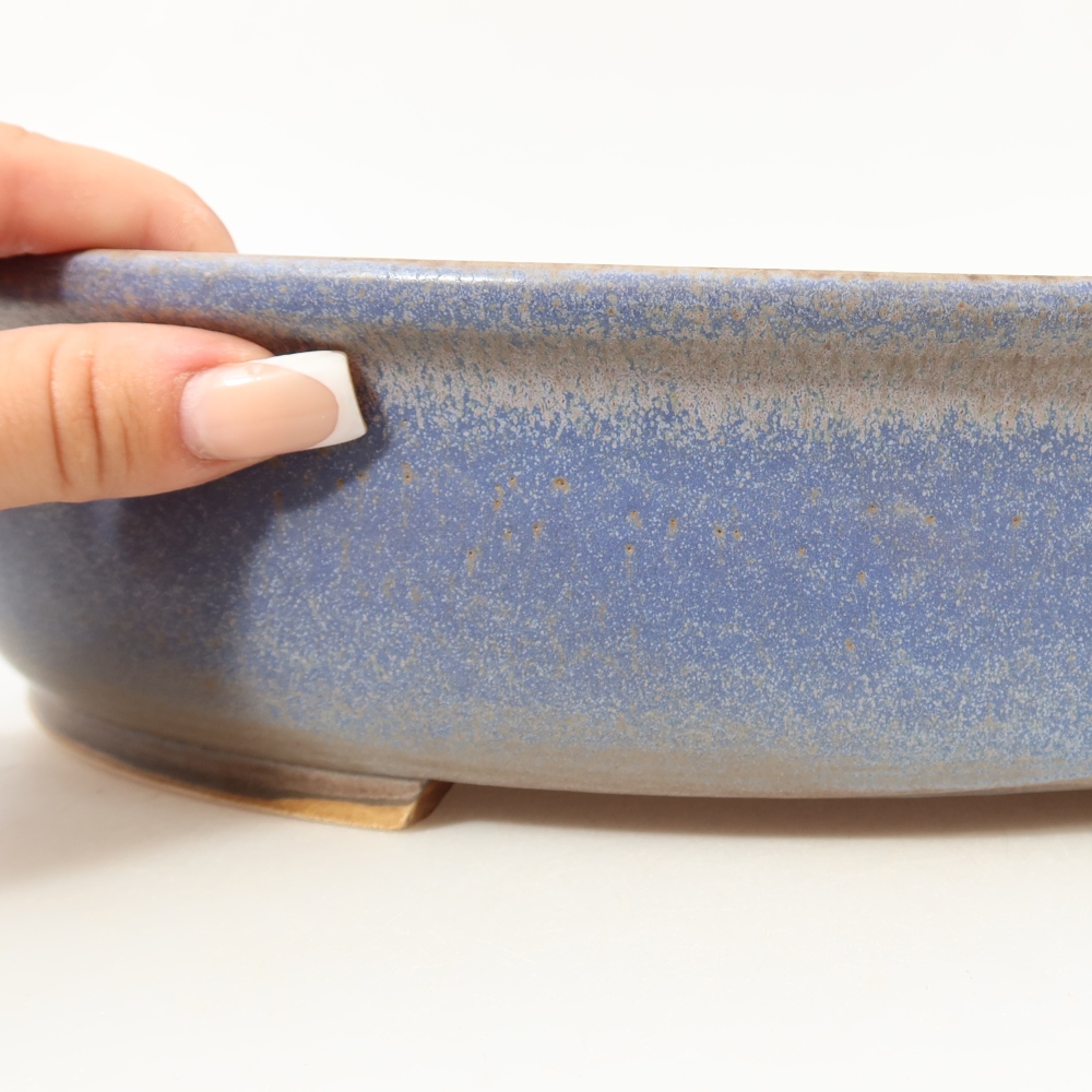 Ceramic bonsai pot, 31.5 x 27.5 x 7 cm, blue