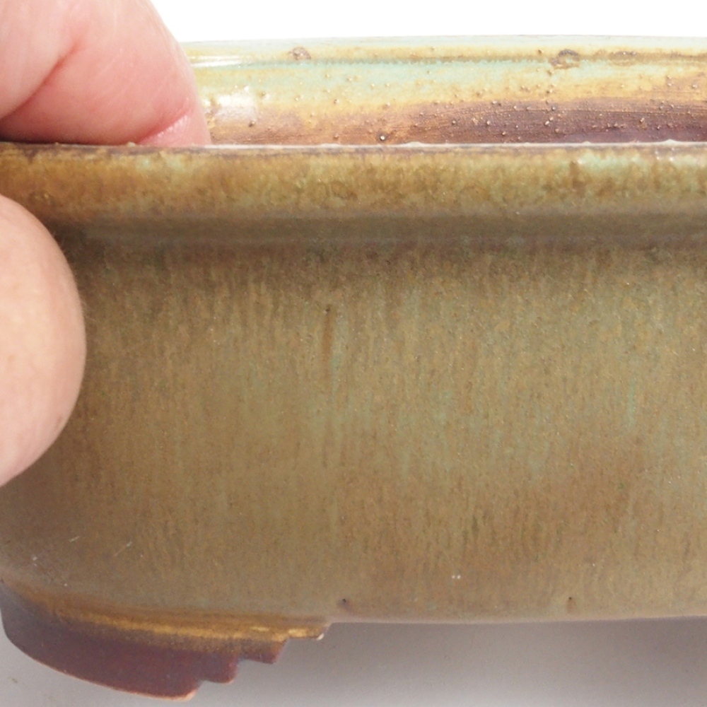Ceramic bonsai bowl 11,5 x 16 x 6,5 cm, color green