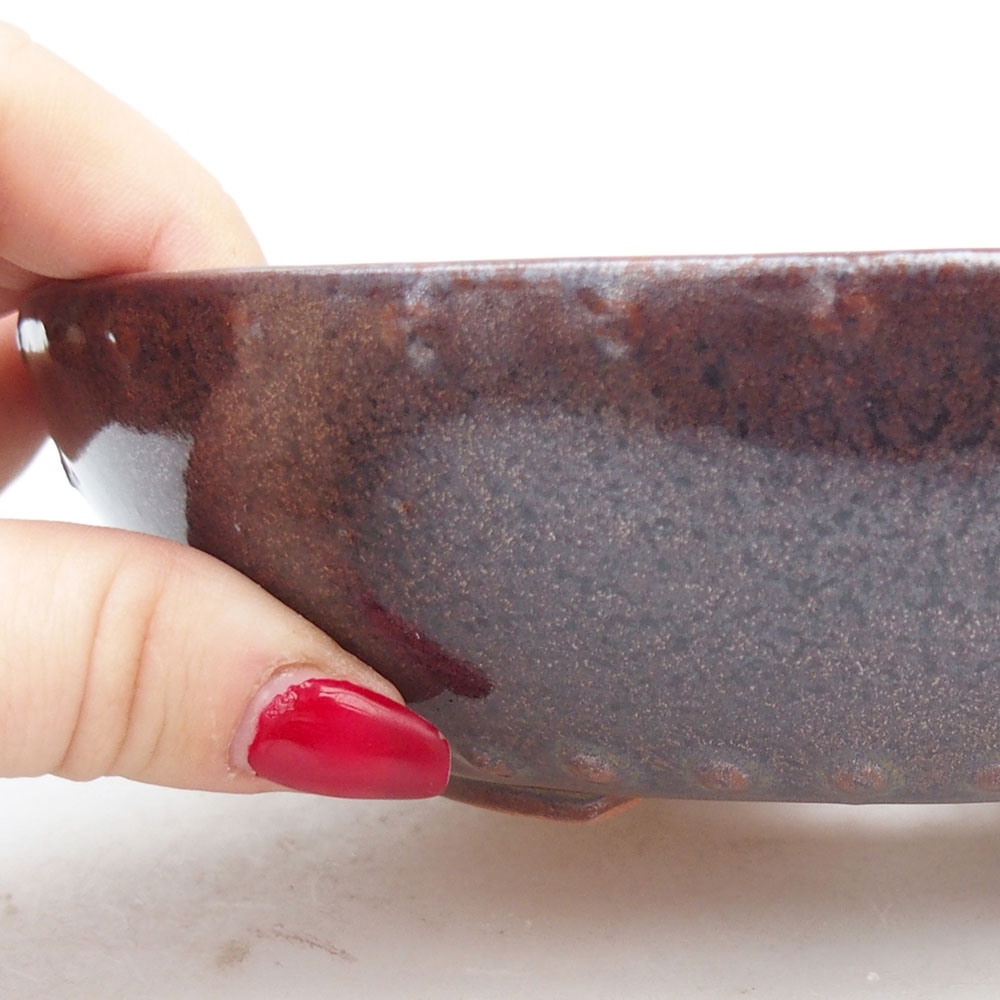 Ceramic bonsai bowl 17,5 x 17,5 x 4,5 cm, brown