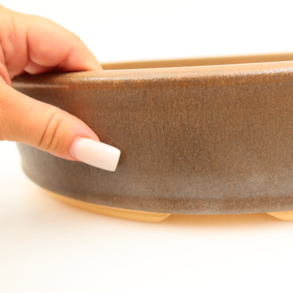 Ceramic bonsai pot, 31 x 31 x 7.5 cm, brown