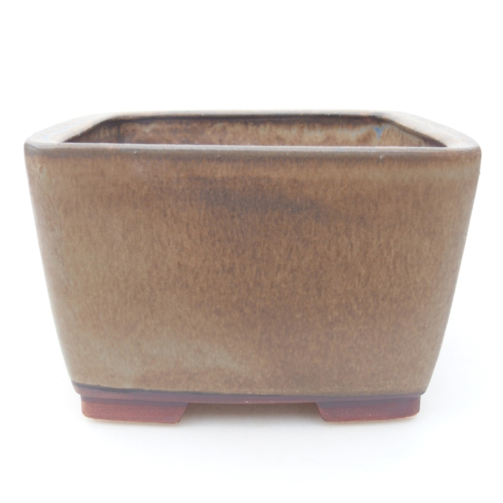 Ceramic bonsai bowl 12,5 x 12,5 x 8 cm, brown