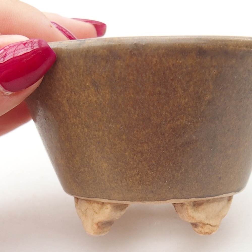Ceramic bonsai bowl 8 x 8 x 5,5 cm, color brown
