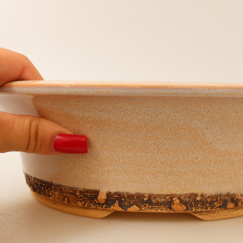 Ceramic bonsai pot, 29 x 29 x 8.5 cm, beige
