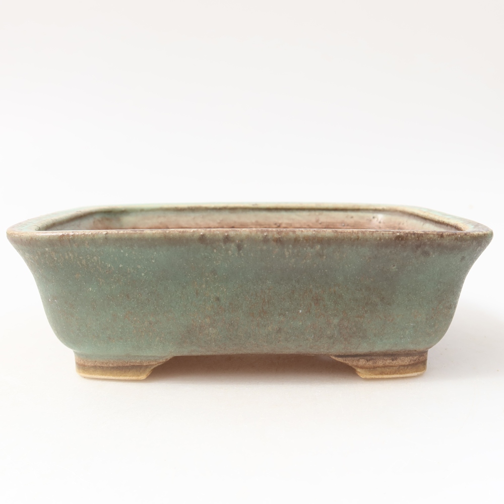 Ceramic bonsai pot, 15 x 13 x 4.5 cm, green
